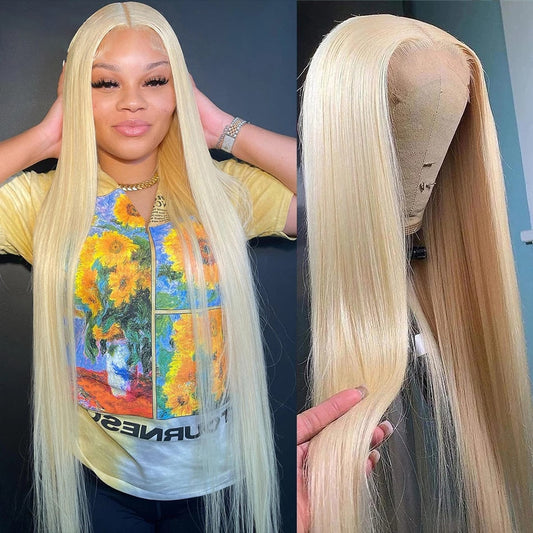 Platinum Blonde Frontal Brazilian Human Hair Wig_0